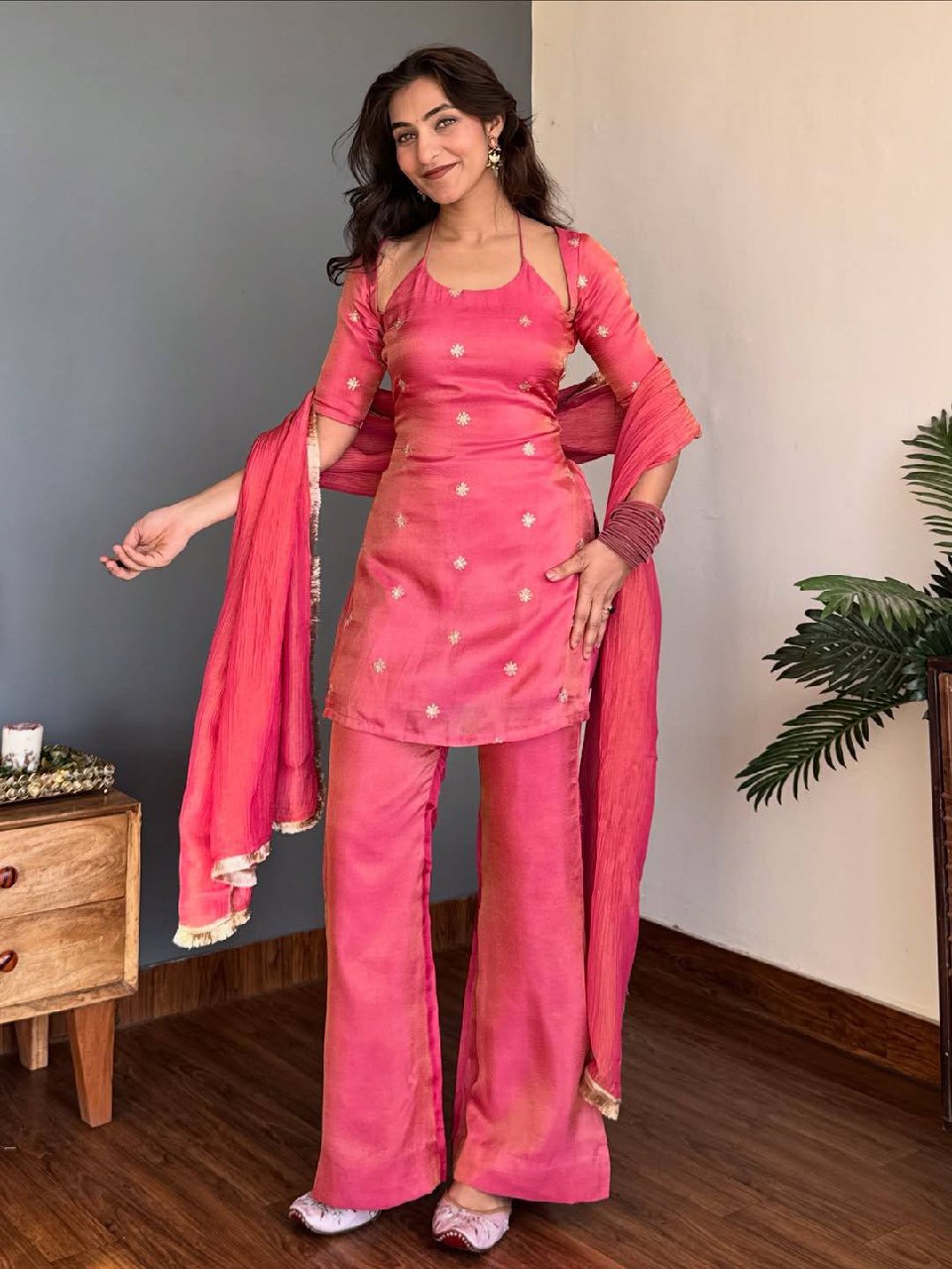 Urban Flamingo Pink Palazzo Set